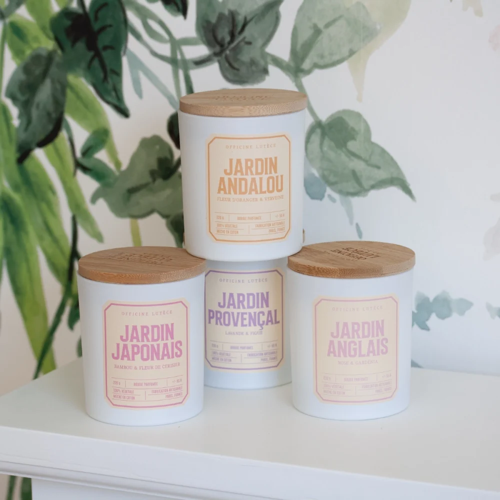 Bougie parfumée thème jardin, diverses senteurs