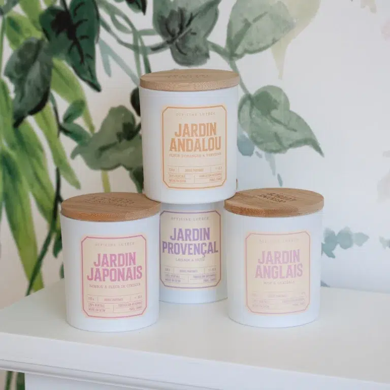 Bougie parfumée thème jardin, diverses senteurs