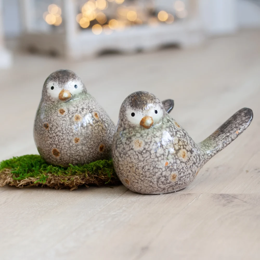 Oiseaux en céramique gris brun, objets décoratifs à poser